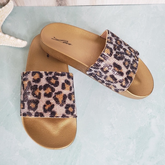 New! Snake Print Sparkle Slides - Picture 3 of 6